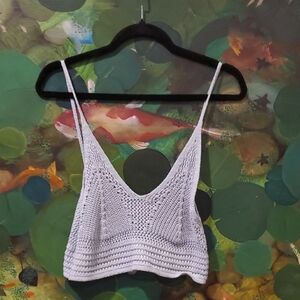 Double Zero White Knit Women's Crop Top